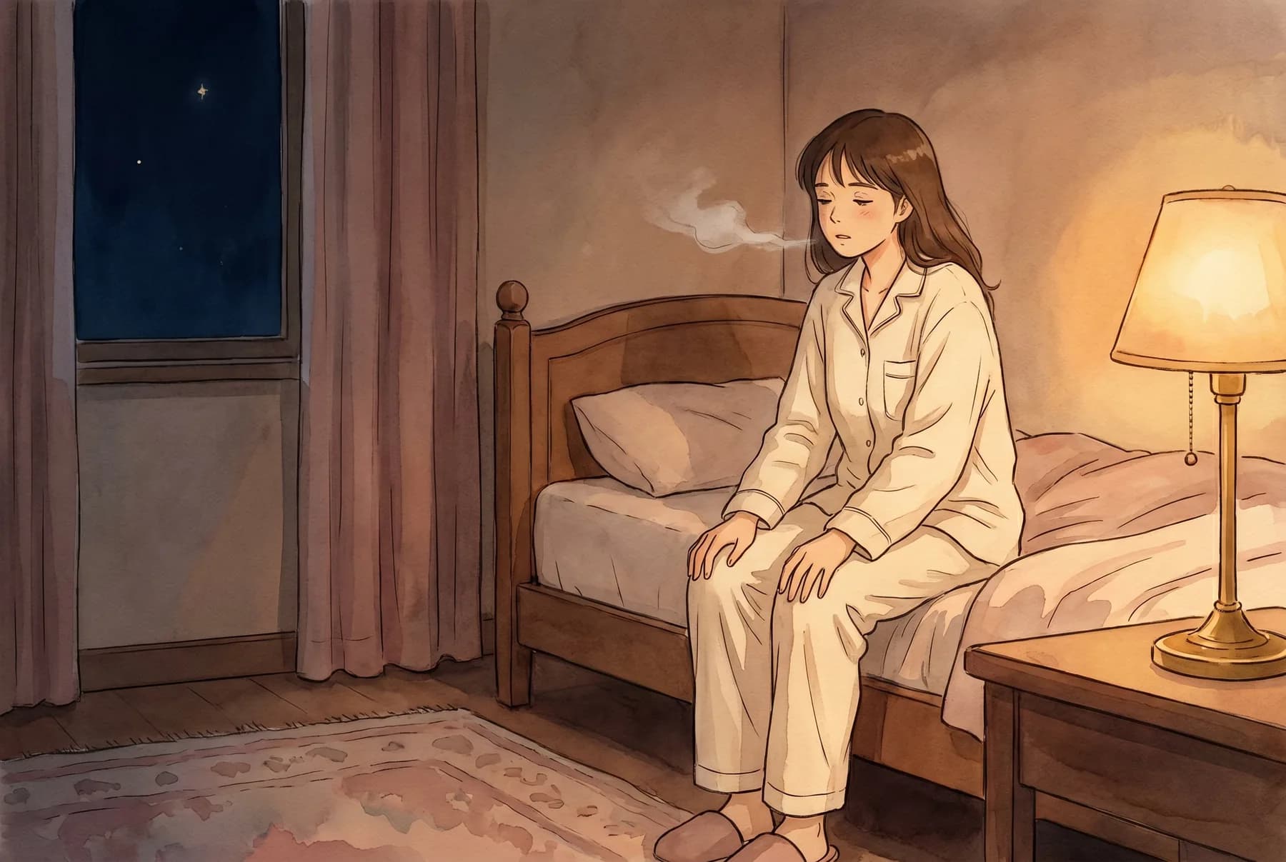 A quiet bedroom at twilight